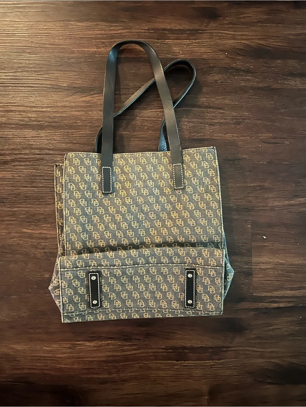 Dooney & Bourke Navy and Tan Signature Tote